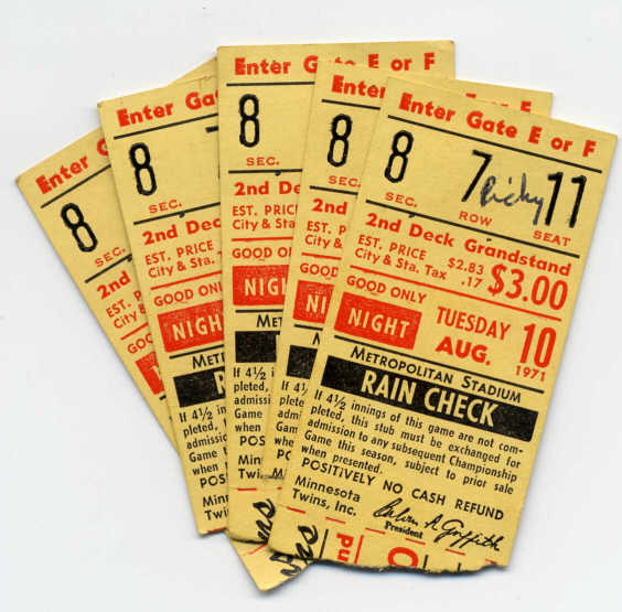 Ticket stubs from August 10, 1971 (Source: LP)