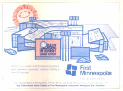 First Bank ad caricature (Source: 1971 Scorecard)