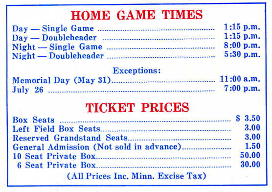 Ticket pricing and info from 1971 (Source: Scorecard, 1971)